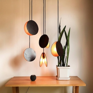 Handgemaakte eikenhouten hanglamp: minimalistische Scandinavische hanglamp