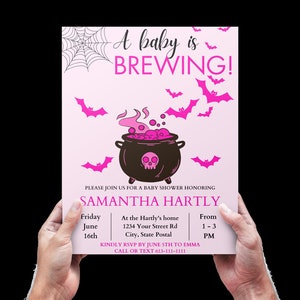 BUNDLE Un bébé se prépare Halloween Baby Shower Invitation Bundle, Halloween, Spooky Baby Shower Invite, Carte de prédictions pour bébé, Tirage au sort de couches