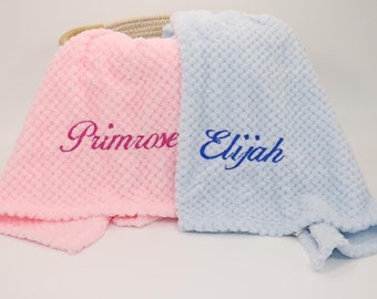 Baby Blanket with Name, Personalised Baby Gift, Embroidered Soft Waffle, Baby Girl Gift, Baby Boy Gift