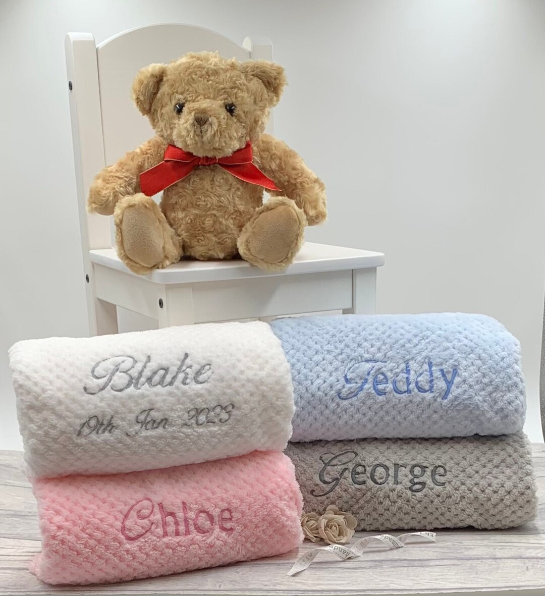 Personalised Baby Blanket Embroidered Name Soft Touch Etsy UK
