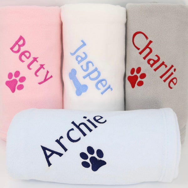 Personalised Dog Blanket, Embroidered Dog Blanket with Name, Puppy Blanket, Personalised Dog Bedding, Personalised Dog Gift