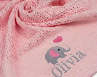Personalised Baby Blanket: Embroidered Name, Cotton Cellular Swaddle
