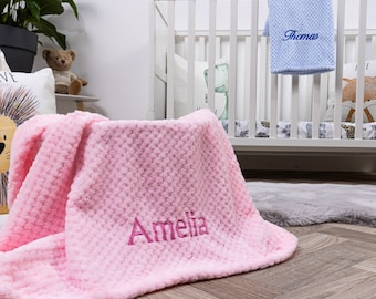 Personalized Baby Blanket, Embroidered Name, Waffle Weave, Baby Shower Gift