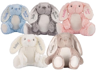Personalized Embroidered Plush Bunny, Soft Baby Gift