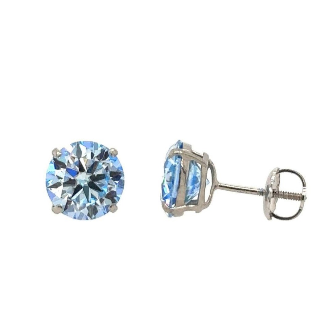 Sea Blue Moissanite Stud Earrings 0.5-2.0 Ct 925 Sterling Silver Wedding main image 0