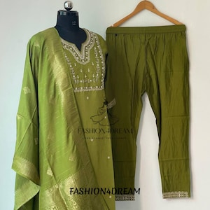 Indischer Stil Handarbeit Kurti für Frauen Pakistanischer Designer Salwar Kameez mit Dupatta Set Partywear Stickerei Arbeit Kurta Hochzeit Trendy Kleid