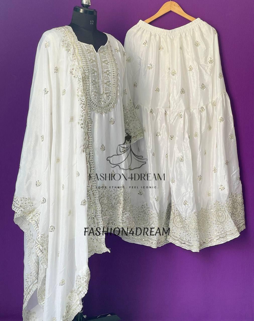 Premium White Sharara Suit for Women, Ready to Wear Pakistani Salwar  Kameez, 3 Piece Indian Dress, Wedding Party Palazzo Suit With Dupatta -  Etsy New Zealand