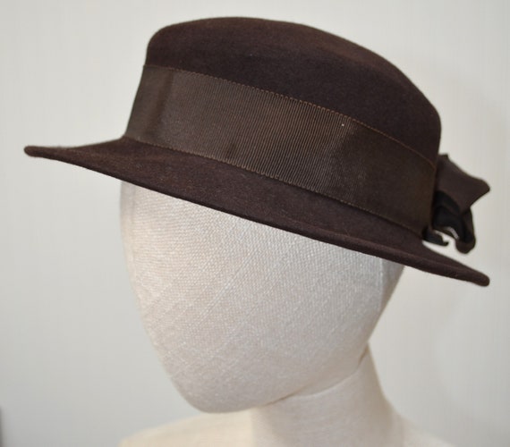 1940s, Umber brown, grosgrain ribbon trim, soft f… - image 5