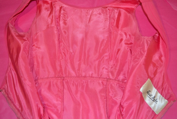 1960s Hart Dyke, UK8, Hot Rose pink chiffon, Bead… - image 8