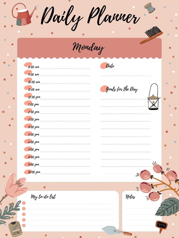 EDITABLE DIGITAL PLANNER Daily Planner to Do List Goals Etsy