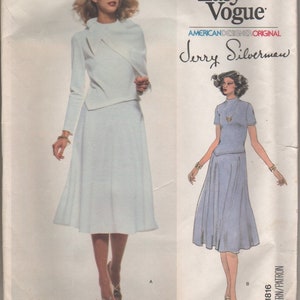 Vintage Very Easy Vogue Designer Jerry Silverman Dressmaking Sewing Pattern #1816 Dresses Size 10 Uncut