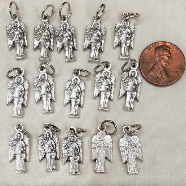 Lovely Lot of 15 Small Silvertone Sculpted Guardian Angel Charms Pendants Jewelry Making Components CUTE!!! Religious Christmas Holiday