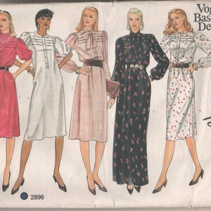 Vintage Vogue Basic Design Dressmaking Sewing Pattern #2896 Uncut Size 10 Long & Short Sleeved Pleat Accented Dress