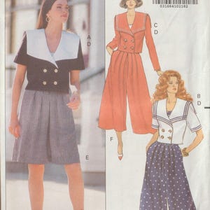 SÄLLSYNT Vintage Butterick Snabbt & Enkelt Mönster #5377 OSKURET Sömnadsmönster Dam Nautisk Sjömansjacka Linne Culottes Storlekar 6-12