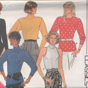 Vintage Butterick Pattern #3979 UNCUT Sewing Dressmaking Pattern Ladies Set of Classic Blouses Tops Bodysuit Option Women&#39;s Size 8-12