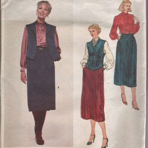 Vintage Vogue American Designer Kasper Dressmaking Sewing Pattern #1999 UNCUT Size 8 Vest Skirt & Blouse