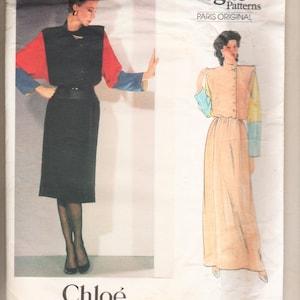 Vintage Vogue Paris Original by Chloe Pattern #1100 UNCUT Sewing Crafting Pattern Size 12 Multi-colored Patchwork Dress