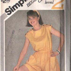 Vintage Simplicity Pattern #6278 UNCUT Sewing Dressmaking Pattern Misses Pull-On Romper Shoulder Buttons Size 12