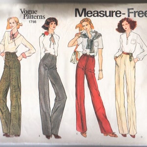 Vintage Vogue Measure-Free Pants for Any Body Palmer & Pletsch Fitting Dressmaking Sewing Pattern #1798 CUT and COMPLETE Size 28 Waist