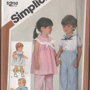 Vintage Simplicity Pattern #5912 UNCUT Sewing Dressmaking Pattern Toddler&#39;s Size 1 (One) Pants, Shorts, Dress & Shirt Nautical Sailor Design