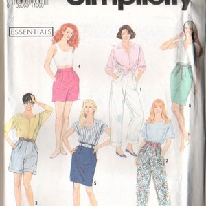 Vintage Simplicity Pattern #7295 UNCUT Sewing Dressmaking Pattern Misses Gathered Waist Side Pockets Skirt Casual Pants Size Petite-XL