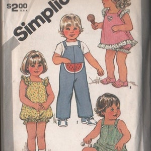 Vintage Simplicity Pattern #5469 CUT and COMPLETE  Sewing Dressmaking Pattern Toddlers Jumpsuit, Rompers, Sundress and Panties Toddler SZ 2
