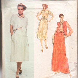 Vintage Vogue American designer by Calvin Klein Pattern #1672 CUT & COMPLETE Sewing Dressmaking Pattern Size 10 Skirt Vest Blouse