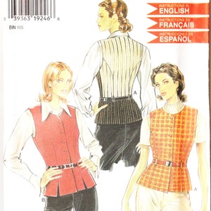 Vintage New Look Company Sewing Dressmaking Pattern #6523 UNCUT Ladies Fitted Vests with Waist Detailing Sizes 8-18