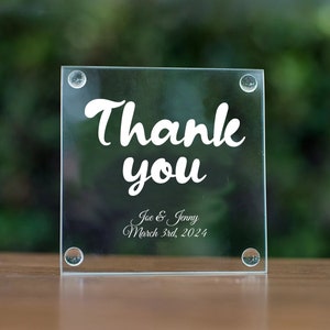 Thank You Personalized Glass Coasters Wedding Favor Anniversary Favor Engagement Party Favor