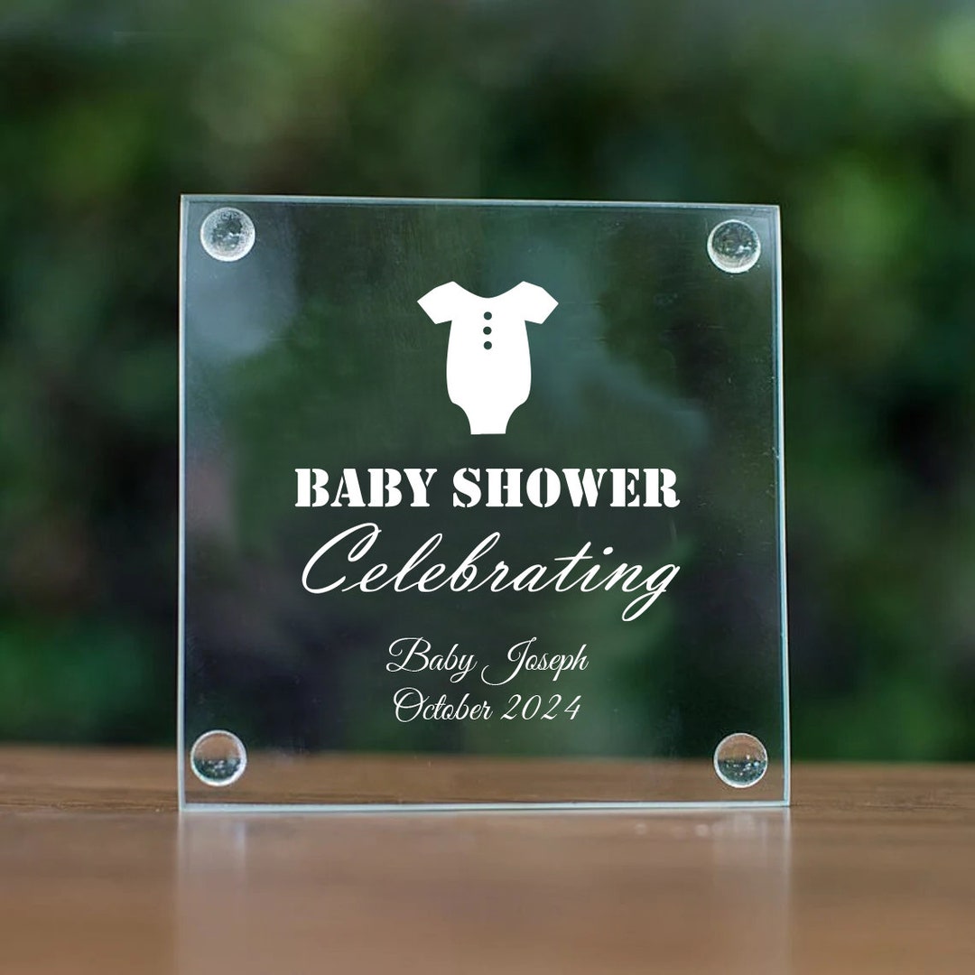 Baby Shower Celebrating Personalized Glass Coasters Baby Etsy
