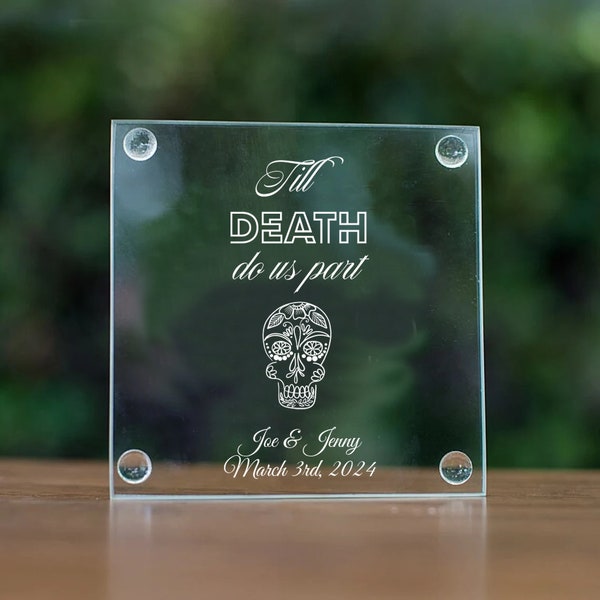 Till Death Do Us Part Personalized Glass Coasters Wedding Favor Anniversary Favor Engagement Party Favor