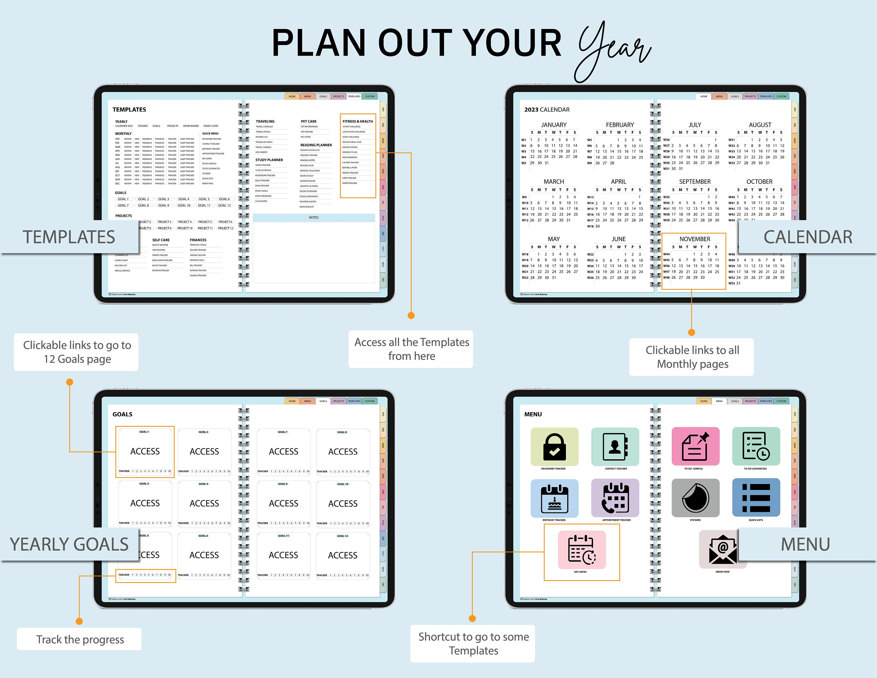 Blue Digital Planner | Goodnotes Planner | iPad Planner | Notability ...
