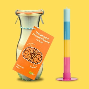 Hamburger Franzbrötchen Bakmix Cadeauset Bedankt met veganistische kaars en wenskaart