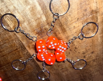 Keychain Handmade Orange Playing Dice Key Ring