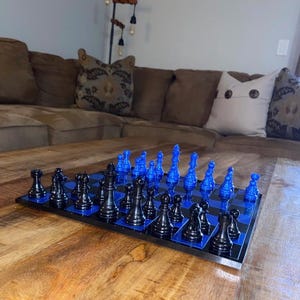 Handmade Chess Set| Resin Chess Pieces| Colorful Chess Set| Modern Chess Set| Father’s Day Gift| Custom Chess Board| Handmade Chess Board