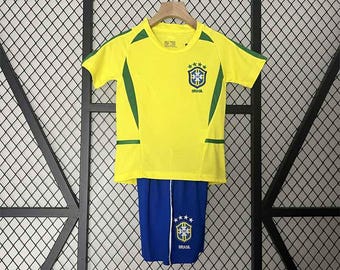 Brazil 2002 Home Jersey – Ronaldo’s World Cup Final Kit – Retro Seleção Football Shirt (Kids Size) Personalized With Name & Number