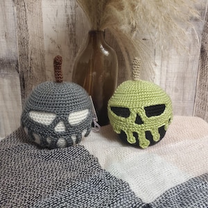 Crochet Poison Apple, Halloween, Apple, Handmade, Decor, Plushie Toy