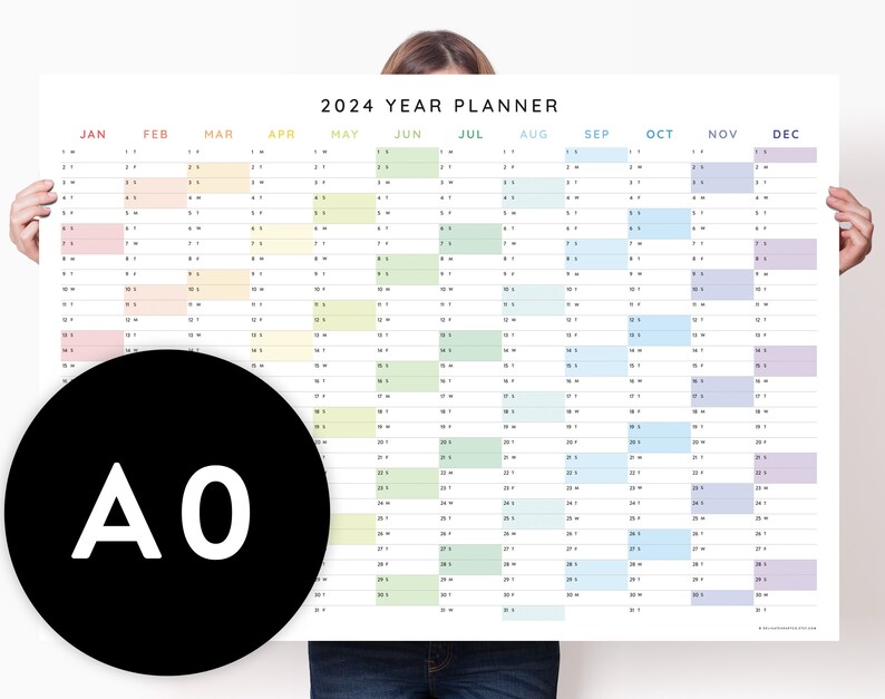 2023 & 2024 Large Yearly Wall Calendar Printable Giant One - Etsy