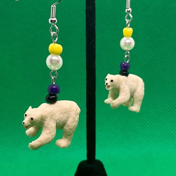 NONBINARY Pride POLAR BEAR Earrings in Stainless Steel | Nonbinary Earrings | Non-Binary Pride | Genderqueer Earrings | Free Shipping