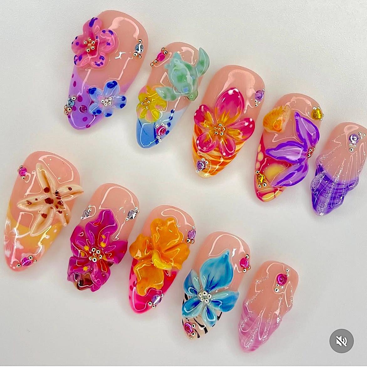 Pier Sunset Nautical Nails: Waves & Glow