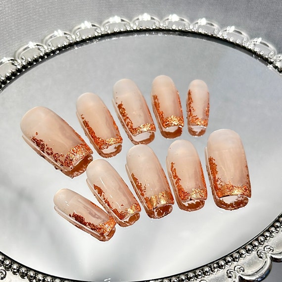 Stylish Nail Art Designs That Pretty From Every Angle : Nude and gold foil  nails