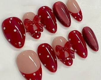 Flirty French Kiss Press-On Nails: White Glossy Lip Design F1749