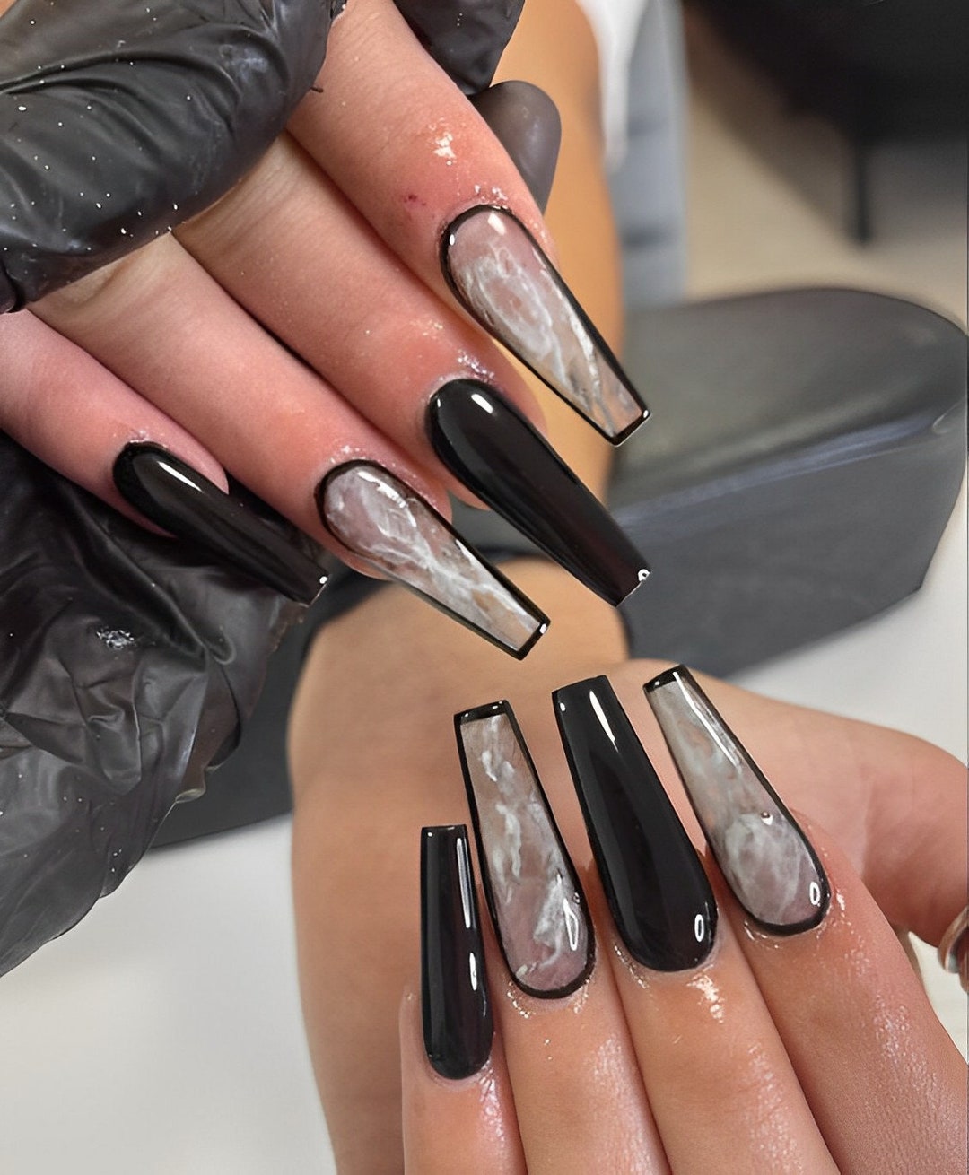 black marble nail designs