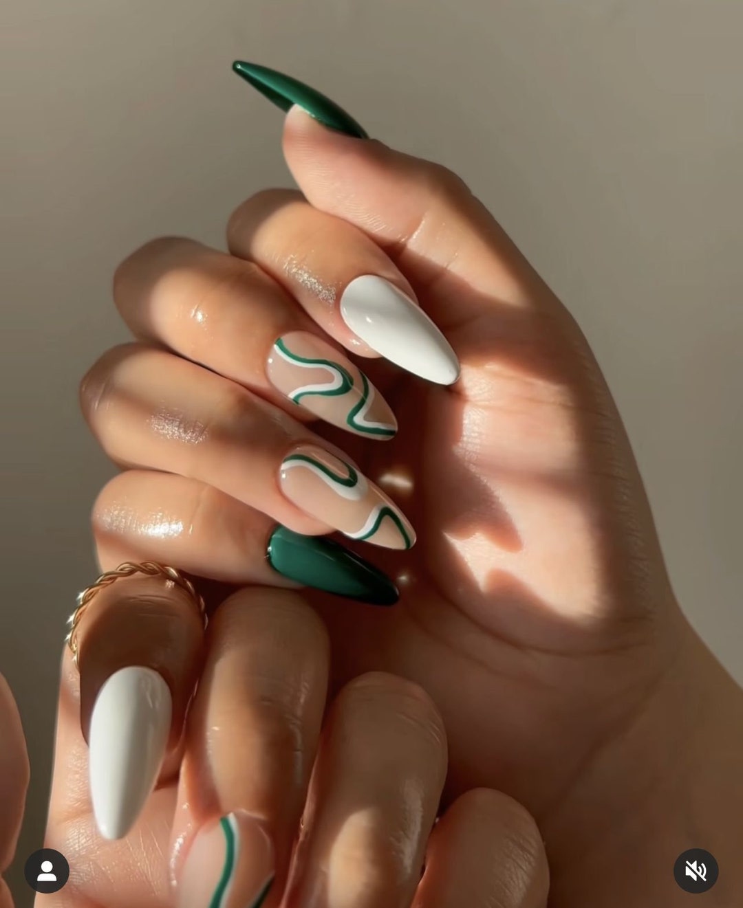Green and White Line Nails Press on Nail Art Nail Press On Etsy