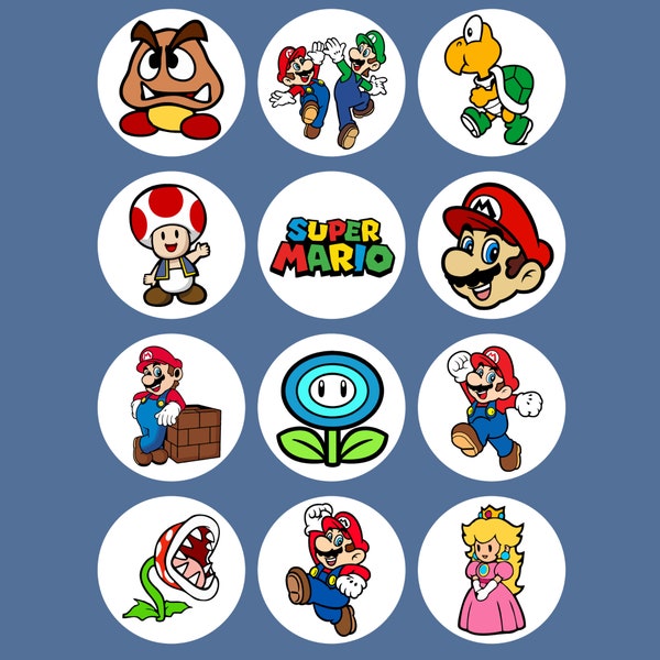 SUPER MARIO edible image, super mario cupcake topper, super mario cookie topper