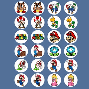 SUPER MARIO edible image, super mario MINI cupcake topper, super mario