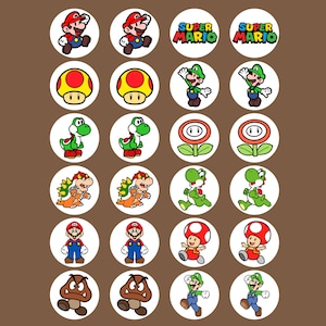 SUPER MARIO edible image, super mario MINI cupcake topper, super mario
