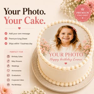 Personalised Edible Photo Cake Topper | Custom Cake Image | Round Icing Sheet | Birthday Cake Decoration