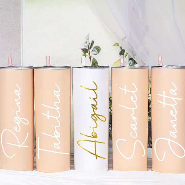 Personalized Tumbler with Straw, Bridesmaid Tumblers, Stainless Steel Cup, Girl's Trip Tumbler, Bridesmaid Proposal,Bachelorette Party Favor