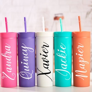 Personalized Tumbler Bridesmaid Gift Tumbler with Name Tumbler with Straw Custom Insulated Tumbler Girl Trip Tumbler Bachelorette Party Gift